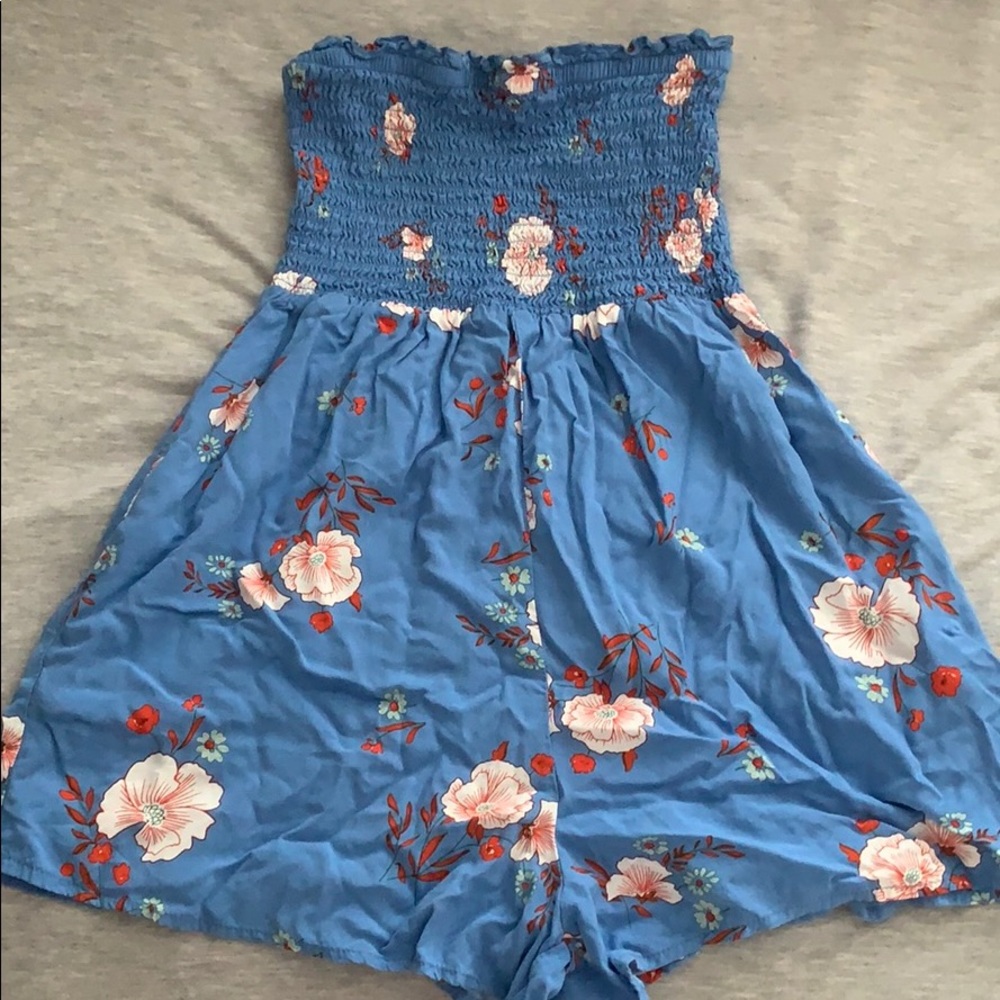 Light blue floral romper